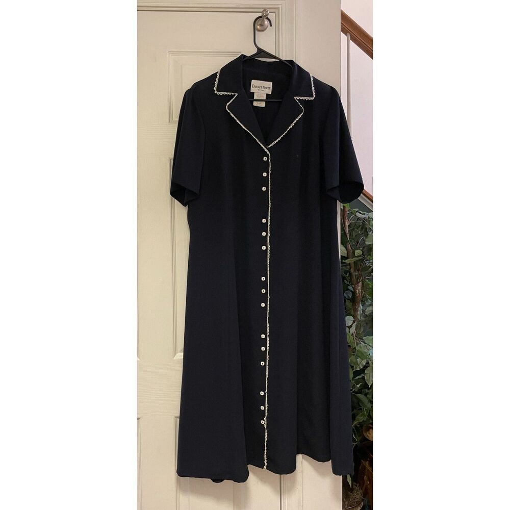 Vintage Midi Dress | Lace Trim Button Front | Cottagecore Minimal Classic 14W